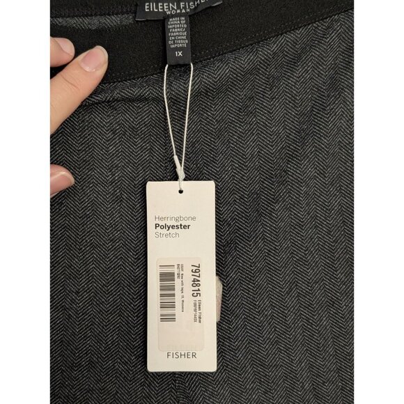 Nwt Eileen Fisher Charcoal Gray Herringbone Tweed Leggings 1X Polyester Stretch - Picture 3 of 15